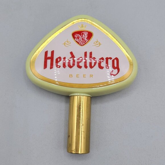 Vintage Heidelberg Beer Tap Handle Green Red Gold Triangle Shaped Barware - Picture 1 of 8